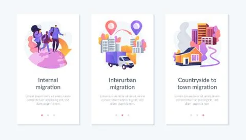 Human migration app interface template. Stock Illustration