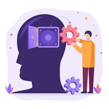 Human Mind And Technology Integration Concept Illustration Stock Illustration