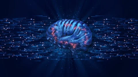 Human mind Artificial Intelligence Programming code and AI brain concept Stock Footage 311675552