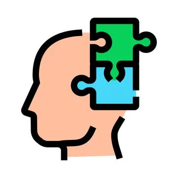 Human mind completing a complex puzzle thinking process Stock Illustration