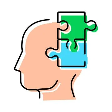 Human mind completing puzzle finding solution concept Stockillustratie