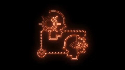 Human mind connections with cogwheels and eye forming complex system in neo.. Stock Footage 316677108