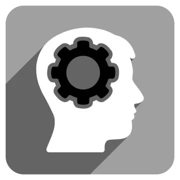 Human Mind Flat Square Icon with Long Shadow Stock Illustration