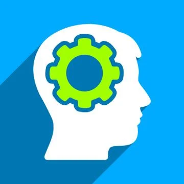 Human Mind Flat Square Icon with Long Shadow Stock Illustration