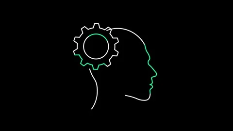 Human Mind With Gear Creative Concept. Design animated Outline of Cogwheel .. Stock Footage 305670787