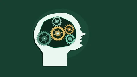 Human mind gear mechanism animation showing intelligence and thinking Stock Footage 346543760