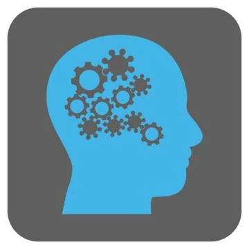 Human Mind Gears Rounded Square Glyph Icon Stock Illustration