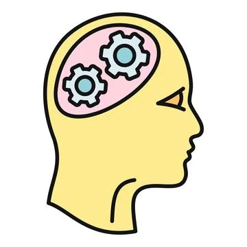 Human mind with gears working inside head Stock Illustration