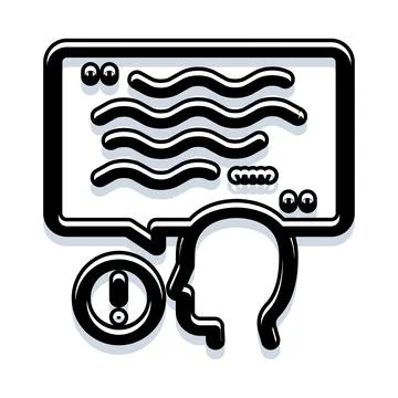 Human mind generating a warning message icon Stock Illustration