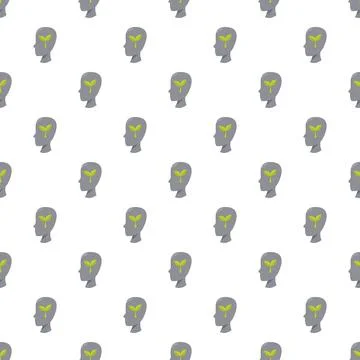 Human mind growing idea sprout seamless pattern Stock Illustration