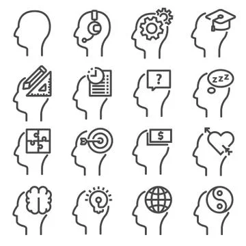 Human mind icons, thin line style. イラスト素材
