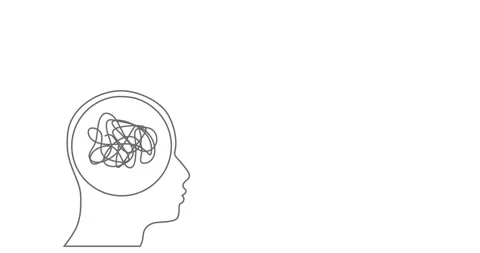 The human mind with a paper plane flew out. Metaphor of problem solving, chaos Stock Footage 275462772