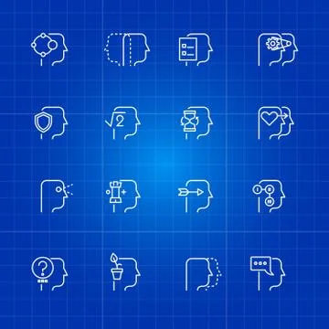 Human mind processes icons set Illustrazione stock