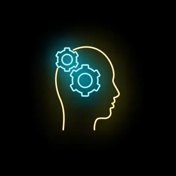 Human mind thinking process concept creating ideas with gears Ilustración de archivo