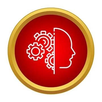 Human mind thinking process with gears icon 스톡 일러스트