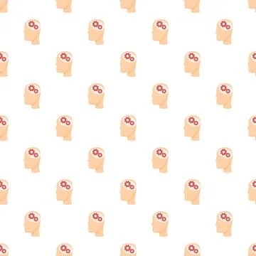 Human mind thinking process with gears seamless pattern 스톡 일러스트