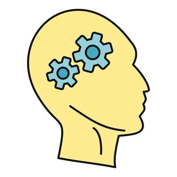 Human mind thinking process with gears icon 库存插图