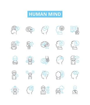 Human mind vector line icons set. Thought, Intellect, Psychoanalysis Stock Illustration