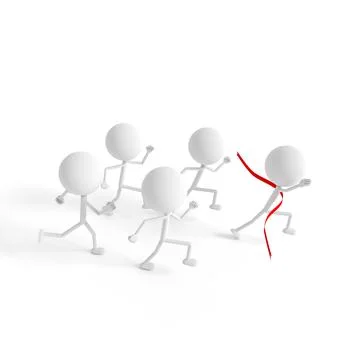 Human model running to the finish line. 3D rendering. Stock Illustration