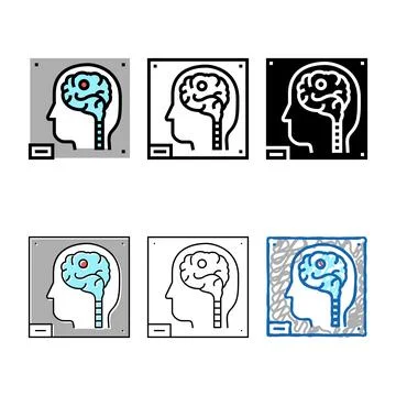 Human modern brain x-ray color icon vector Illustrazione stock