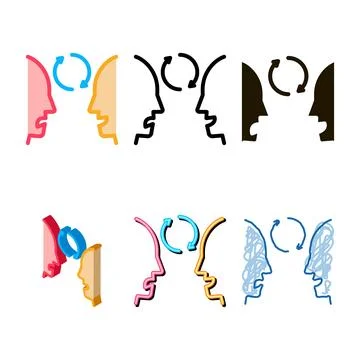Human modern dementia icon vector outline イラスト素材