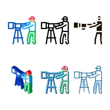 Human with multistyle photo camera icon thin line vector Stock Illustration