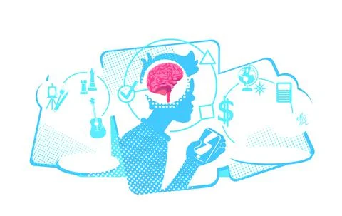 Human multitasking flat concept vector illustration Illustrazione stock