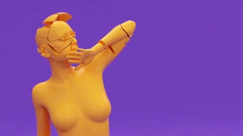 Human naked young elegant posing figure, exited surprised amazed pretty woman Stock Footage 180655864