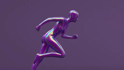 Human naked young posing figure, running sport jogging active training woman. Stock Footage 180646884