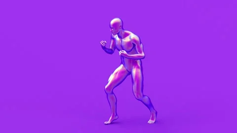 Human naked young posing figure, fighting strong boxing athletic attacked man. Stock Footage 180647610