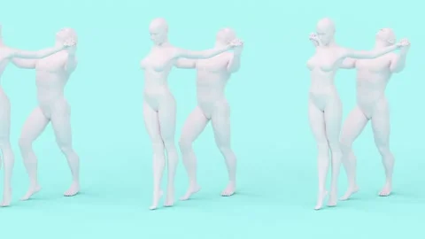 Human naked young posing figure, dancing romantic couple, performance dancer Stock Footage 180655091