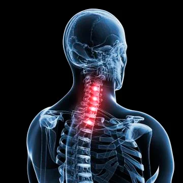 Human neck pain, artwork Stock Illustration