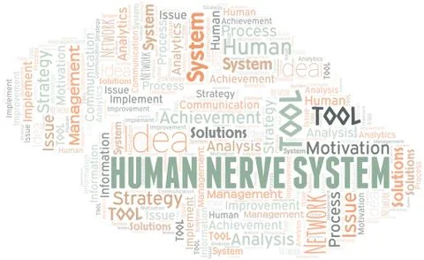 Human Nerve System typography vector word cloud. Stock Illustration