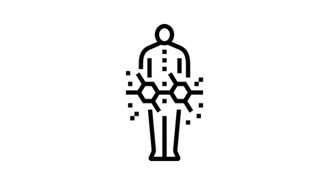 Human nervous system showing pcb damage zones line icon animation Stock Footage 326122033