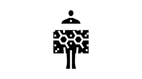 Human nervous system showing pcb damage zones glyph icon animation Stock Footage 326140567