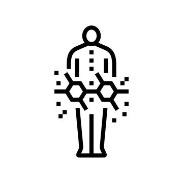 Human nervous system showing pcb damage zones line icon vector illustration Stock Illustration