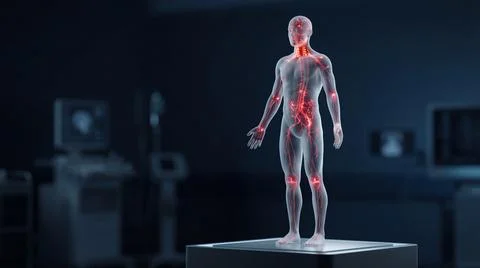 Human nervous system visualization showing neural pathways and nerve inflam.. Stock Illustration