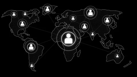 Human network connections link multiple corporate consumer profile nodes on.. Stock Footage 340998960