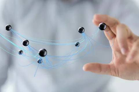 A human network group abstract 3d Stock Photos