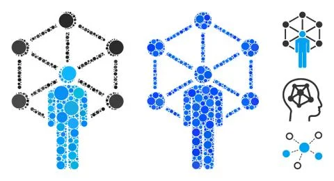 Human Network Mosaic Icon of Round Dots イラスト素材