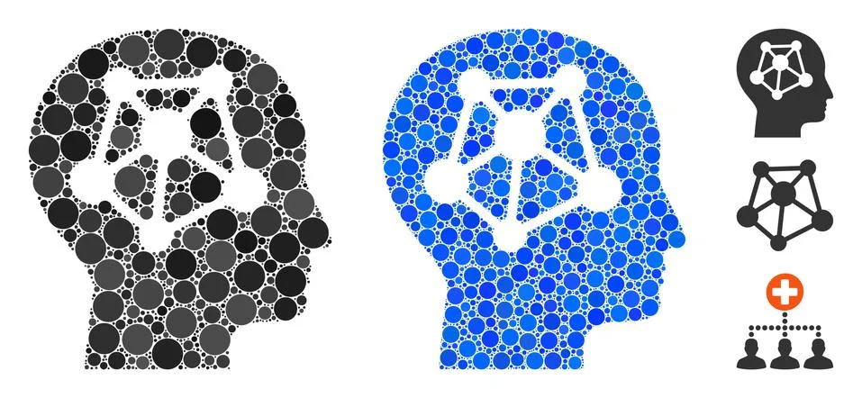 Human Neural Network Composition Icon of Spheric Items Illustrazione stock