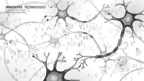 Human neuron low poly anatomy concept. Artificial neural network technology Stock-Illustration