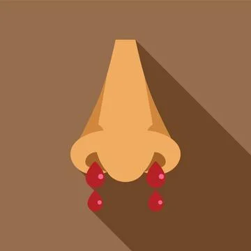 Human nose bleeding with blood drops flowing down, health and medical concept Stock Illustration