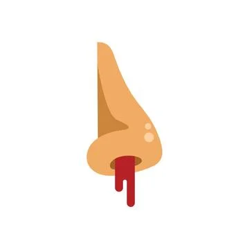 Human nose bleeding with blood drops flowing downwards Stock Illustration