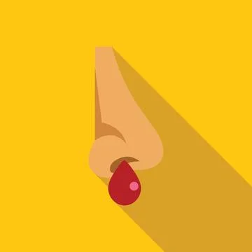 Human nose bleeding with drop of blood, health problem concept Stock Illustration