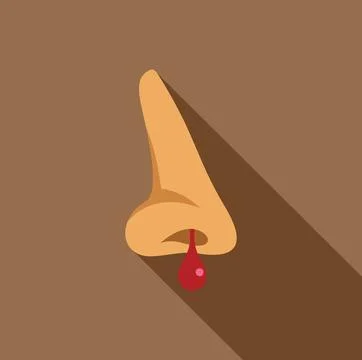 Human nose bleeding with a drop of blood flat design icon Stock Illustration