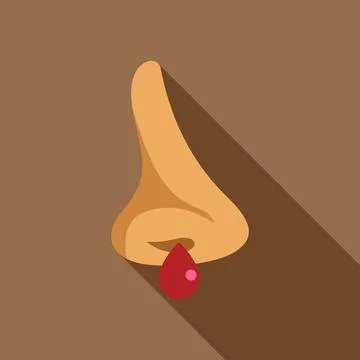 Human nose bleeding with a drop of blood, health issue concept Stock Illustration