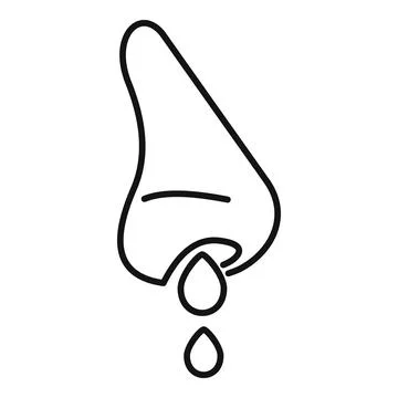 Human nose bleeding with two drops of blood falling down Stock Illustration