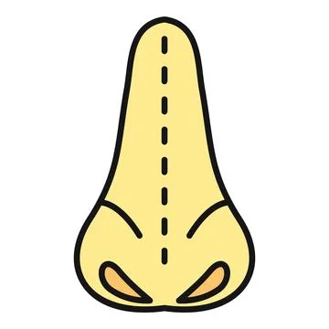 Human nose with dashed line for cosmetic surgery 스톡 일러스트