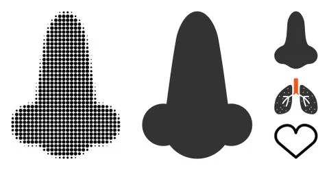 Human Nose Halftone and Solid Icon Stock Illustration